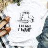 Women Lady Cat Funny Coffee Short Sleeve Cute Print Casual T Tee Womens Tshirt for Female Shirt Clothes Top Graphic Tshirt