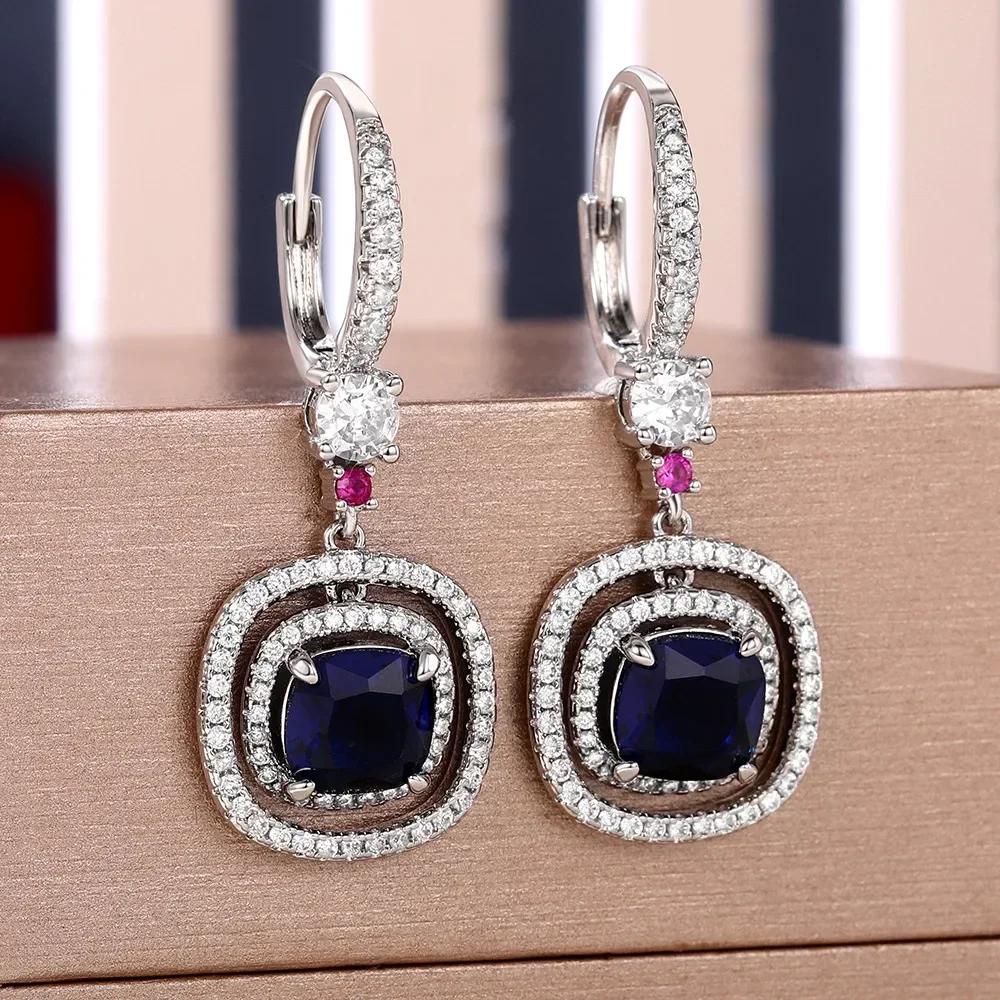 Engagement Mid Length Pendant Earrings Jewelry Elegant Shiny Mosan Diamond Beautiful Gift Milan Girl Fashion Accessories