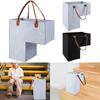 Stair Basket with Leather Handles Felt L-Shape Large Capacity Stair Step Bin Space Saving Staircase Storage Organizer Home