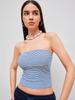 American Retro Striped Tube Top Women's Summer Color Matching Elastic and Thin Sleeveless Sling Vest Spice Girl Waist Shirt