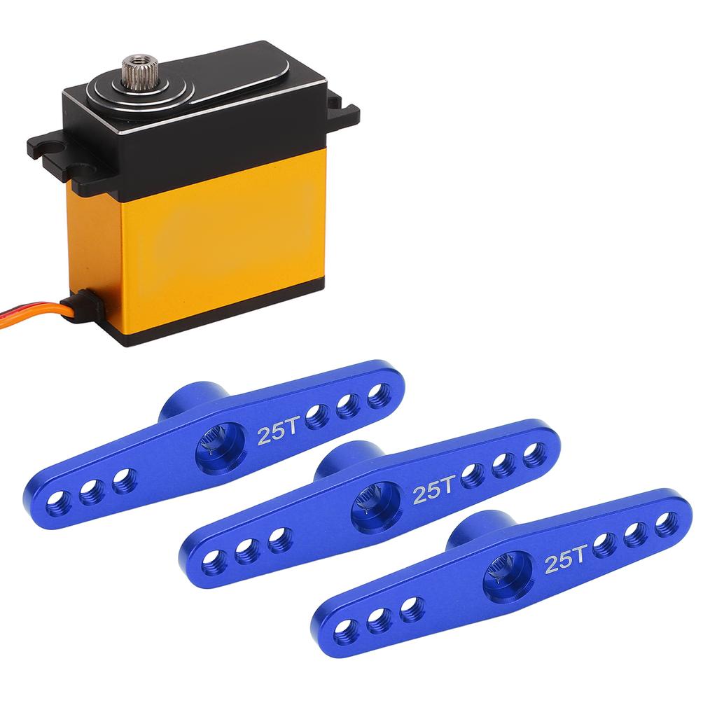 3Pcs 25T Aluminum Alloy RC Servo Arm Horn Long Type for 1 10 Remote Control Car Upgrade PartBlue