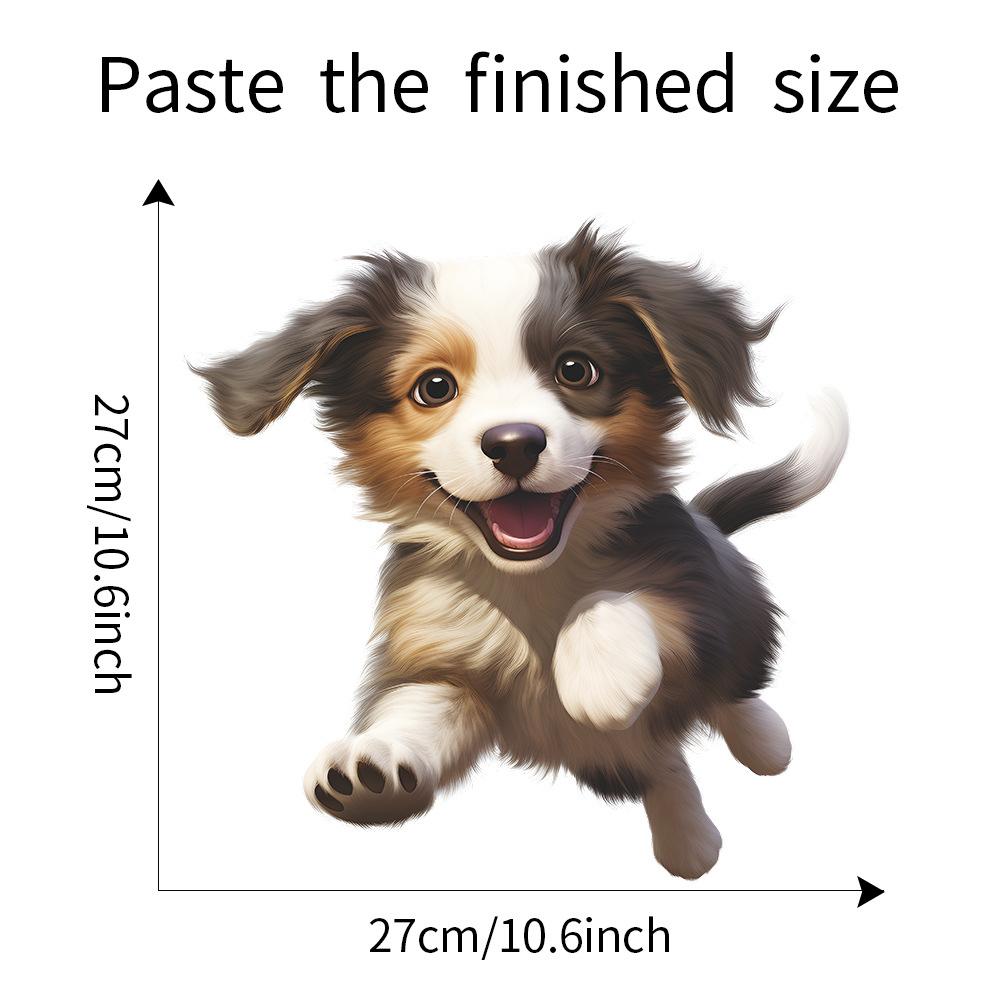 Verspieltes fröhliches Welpen Toiletten- und Wandaufkleber-Set Wasserdicht Selbstklebend Abnehmbare Aufkleber für Badezimmer WC Dekoration