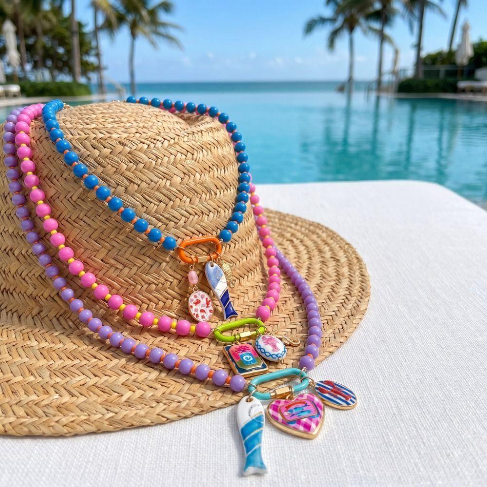 Sea Series Bohemian Resin Beaded Necklace Ornaments Beach Beaded Necklace  Vacation