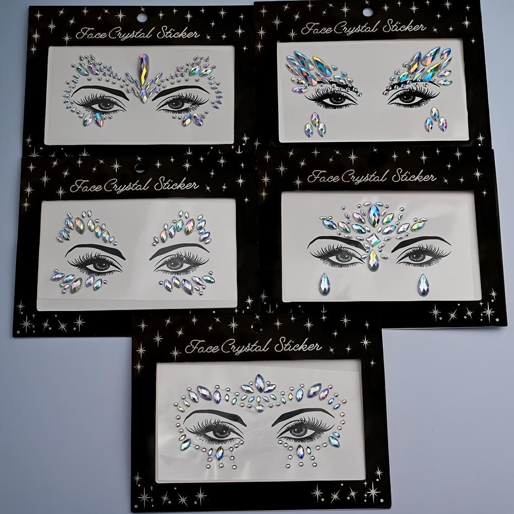 Carnival/Mardi Gras/Masquerade Cat Makeup 5sheets/set Aurora Crystal Stickers AB Colorful For Halloween Sparkling Rhinestone Design Accessories