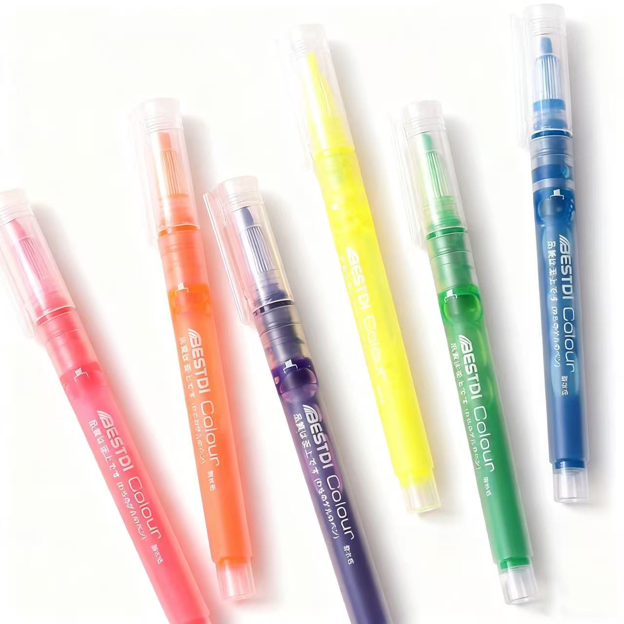 

6pcs Visible ink Straight Liquid highlighter marker pens, high capacity for students study notebook crafts