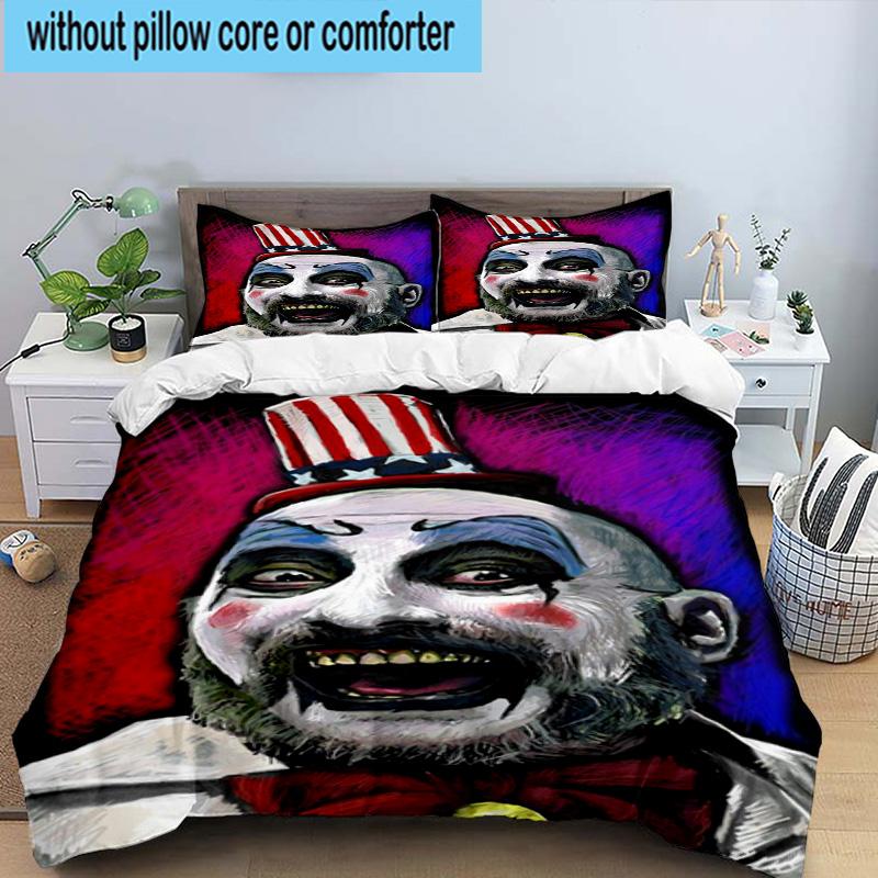 3PCS Horror Clown Laughing 3pcs Bedding,Including 3PCS Duvet Cover And 2pcs Pillowcases Perfect for Christmas,Ideal for Bedroom, Dormitory