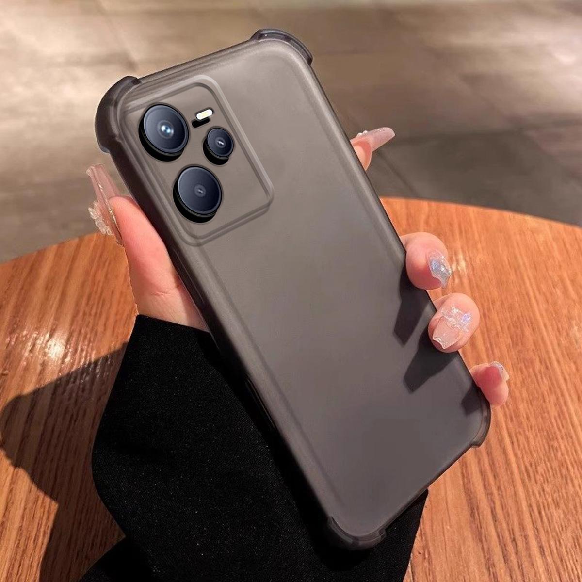 Чехол для realme C35, Narzo 50A Prime, полупрозрачный матовый чехол с 4-х угольными подушками безопасности, противоударный бампер realme C35 матовый черный