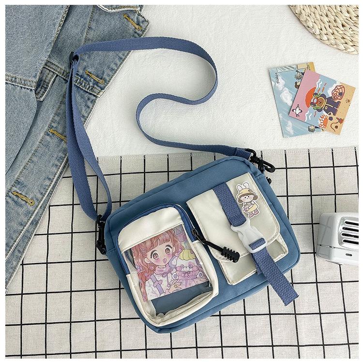 

Anime-themed Two-tone Buckle-adorned Square Satchel Suitable for Graduate Girls Outdoor Activities As A Crossbody Bag 22x16x6cm синий