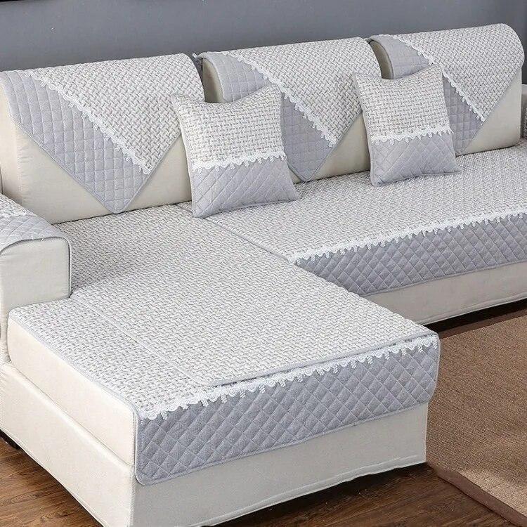 High Quality Sofa Cover Sofa Towel Cushion Solid Color Cotton Linen Fabric Couch Cover Four Seasons Available Sofa Towel