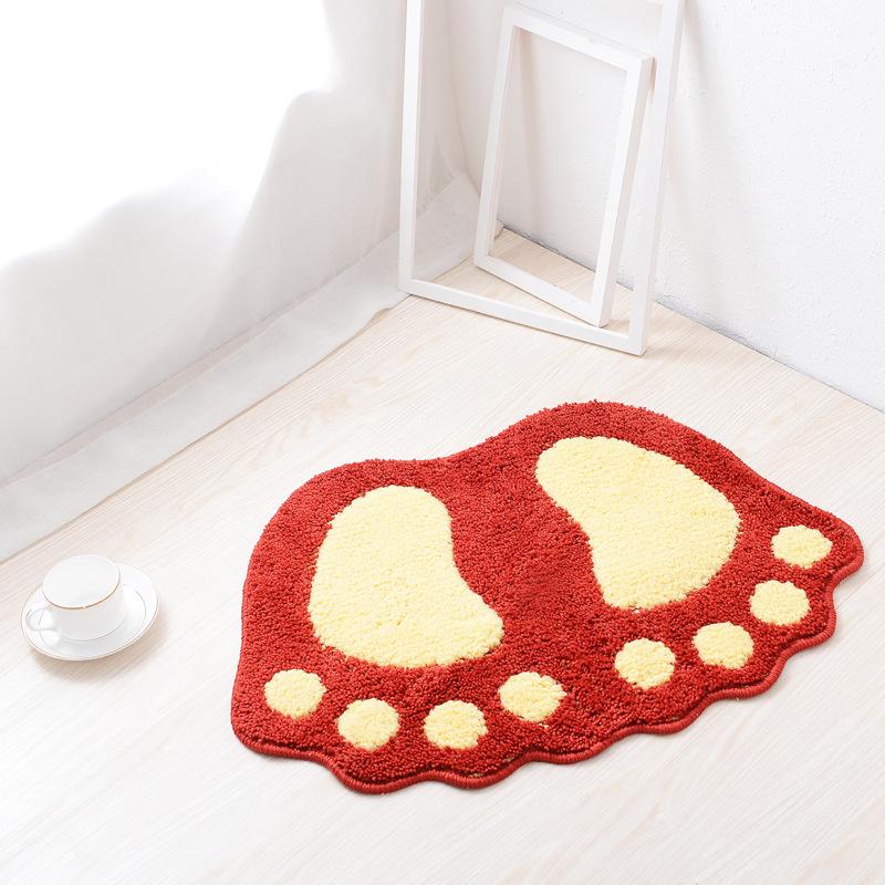 Cute Footprints Big Feet Bath Mats Pads Cartoon Style Toilet Non-slip Rug for Bathroom Carpet Floor Super Absorbent Mat Foot Rug