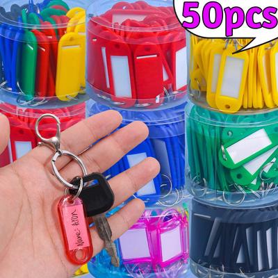 5/10/50Pcs Multicolor Keychain Key ID Label Tags Luggage ID Tag Keychains Hotel Number Classification Card Key Rings Accessories