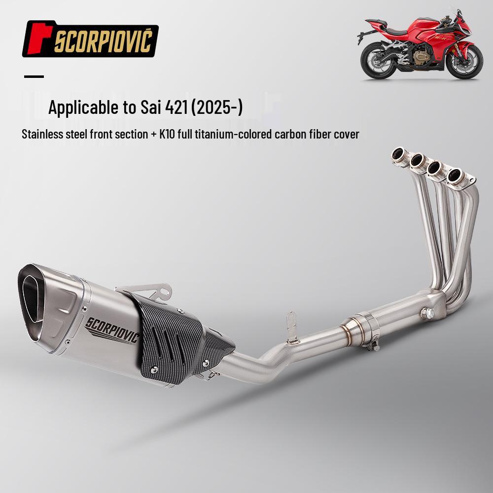 QJ Sai 421 Motorcycle Moped Exhaust System: Full Front & Rear Pipe Set 2025