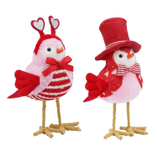 Figurky ptáčků na Valentýna Romantické stojící plyšové ptáčky lásky Ozdoba na domácí stůl Krbová římsa Víceúrovňový podnos Dekorace