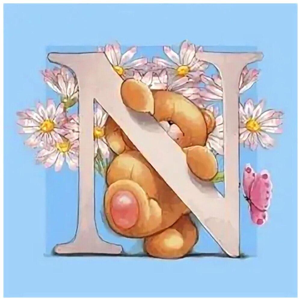 5D obraz diamentowy DIY alfabet kreskówka niedźwiedź 26 angielska litera diament mozaika obraz dżetów haft Home Decor prezent