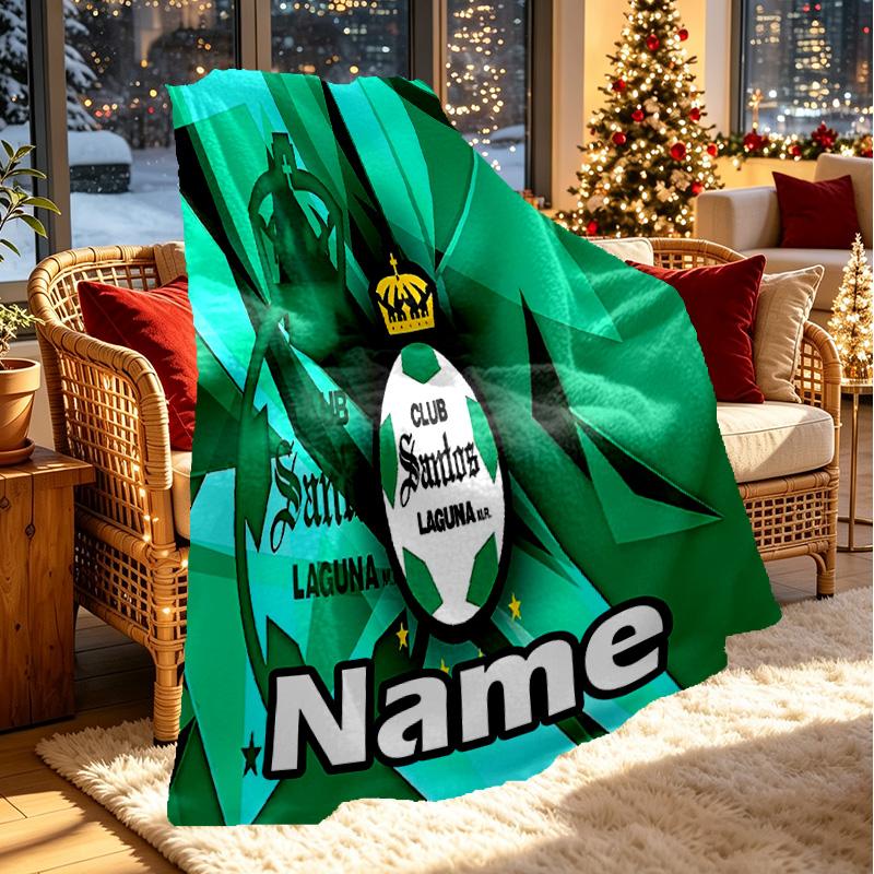 Custom Name Personalized Club Santos Laguna Print Blanket, Home Decor, Bedroom, Sofa, Camping, Couch, Gifts for Birthday ChristmasEnthusiasts