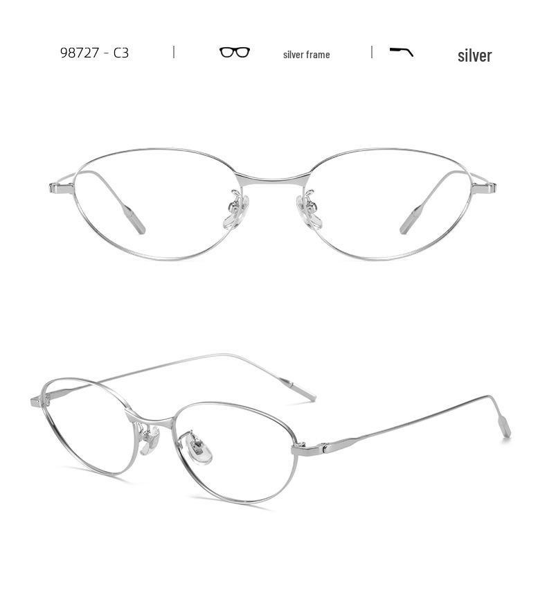 Pure Titanium Cat-Eye Eyeglass Frame 55 - Super Light, No-Makeup Style, Little Fox Design