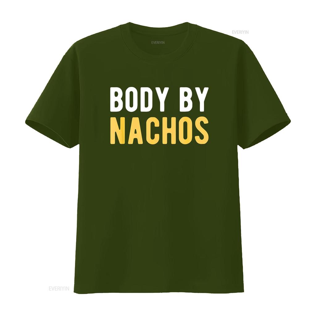 Body By Nachos Funny Mexican Food Diet T Shirt vintage Washed Breathable Stretched Versatile Casual graphic Stylish