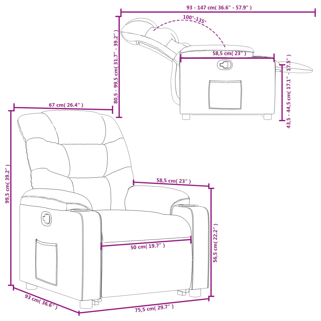 Recliner Chair with Lift Assist Red Artificial Leather