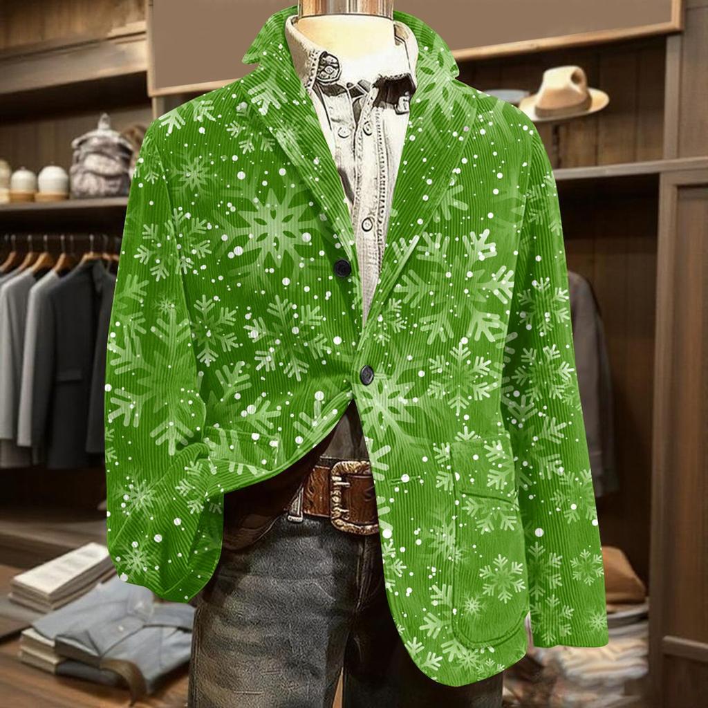 Men's Ugly Christmas Corduroy Warm Pocket Suit Jacket Cardigan Men's Casual Suit