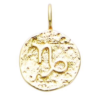 [Q7586] - Antique Gold 'Astrology' Gold Plated Pendant (Capricorn) - 12 Mm