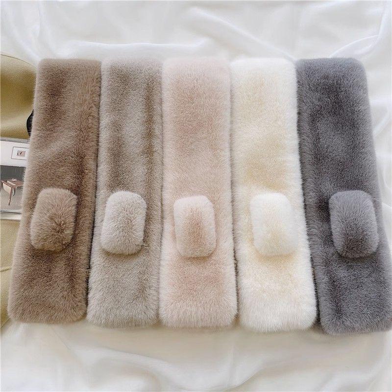 Korean Style Plush Scarf for Women - High-End Autumn Winter Neck Warmer & Gaiter