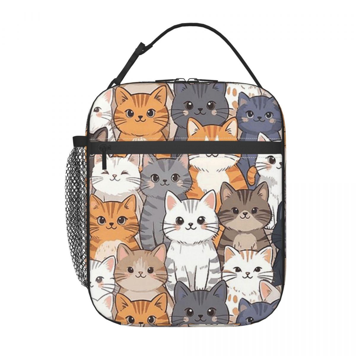 

Cartoon Cute Colorful Cat Insulated Lunch Bag for Women Office Cooler Thermal Food Box Tote Portable Lunch Boxes Container One Size