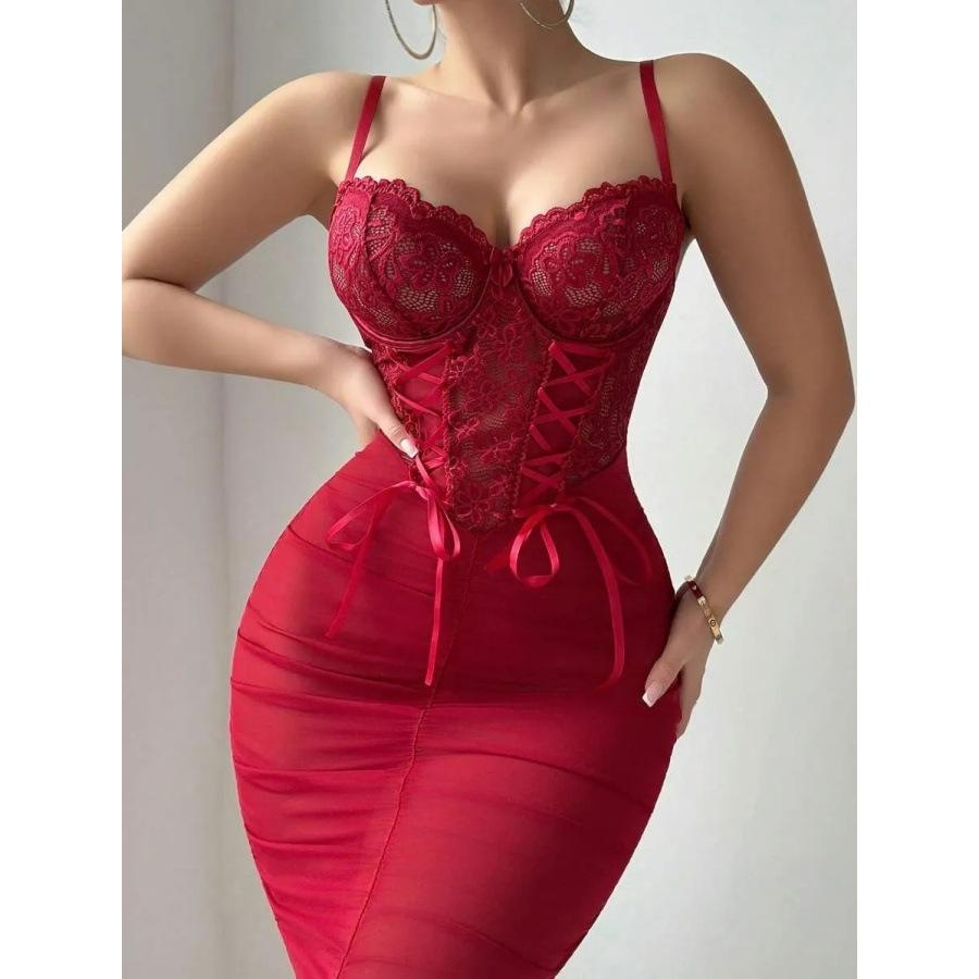 2026 new lace suspender dress sexy nightdress underwear with steel ring women