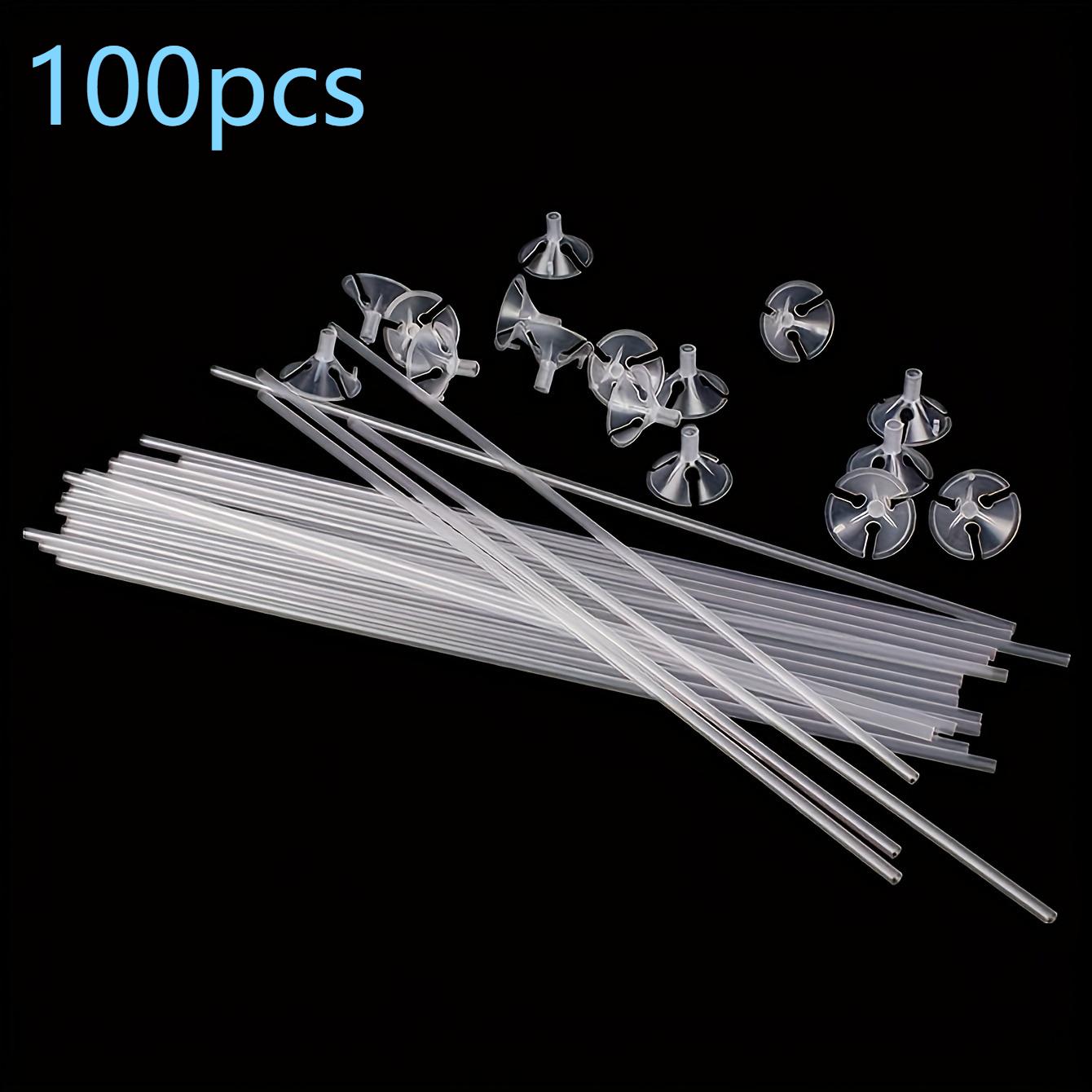

100/200pcs Plastic Balloon Sticks with Bases - Durable Clear Tapered Design for Weddings, Birthdays, Graduations Decorations one size fits all