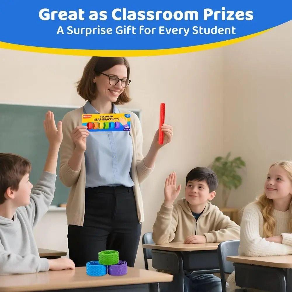 6pcs Wearable Design Sensory Textured Wristbands Childs Slap Band Toy  Adults Office Desk