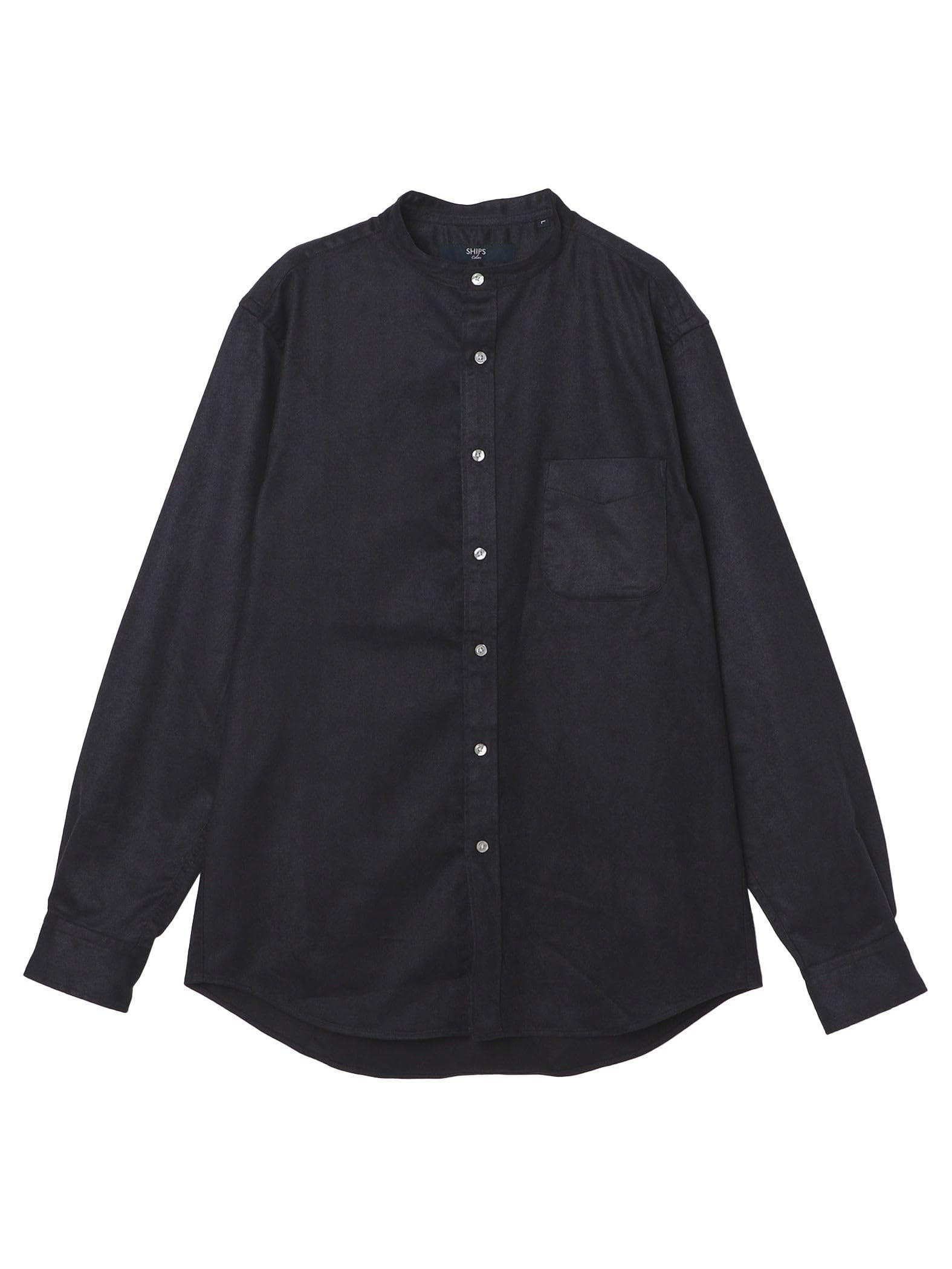 

SHIPS Colors Men s Faux Suede Band Collar Shirt, Navy, Size M (211150011)