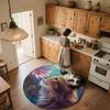 Floral Cat  Round Area Rug,Carpet Rug for Living Room Bedroom Sofa Playroom Decor,Non-slip Floor Mat