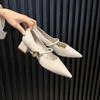 Vår Ny Mode Spetsig Tå Mjuk Enkel Spänne Högklackade Pumps Dam Enfärgad Kontor Bekväma Arbetsskor Kvinna Zapatos