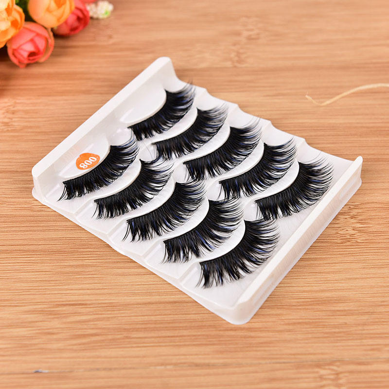 Buy 5 Pairs Eyelashes Buckle Thick Long Fake Eyelash Glues 3D Blue+Black Eye Lashes Our Favorite