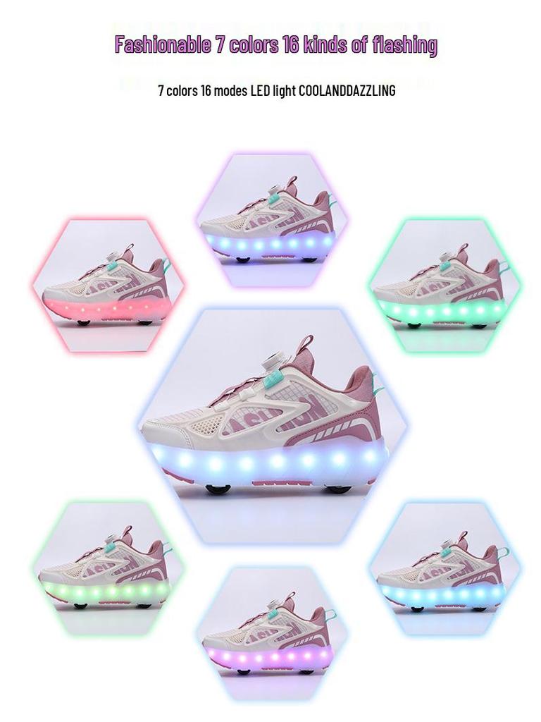 Binle Bird Luminous 4-Wheel Kids' Running Shoes: Removable, Summer-Friendly for Boys & Girls