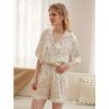 Summer Thin Floral Casual Cotton Silk Satin Home Wear Short Sleeve Shorts Two-piece Set Jardin Monet Pajamas for Women