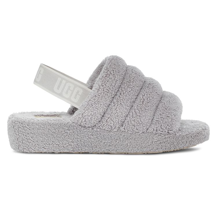 UGG Fluff Yeah Fabric Lightweight Comfortable Furry Fashion Slippers Women Slippers Metallic-Gray 1127116-MGR