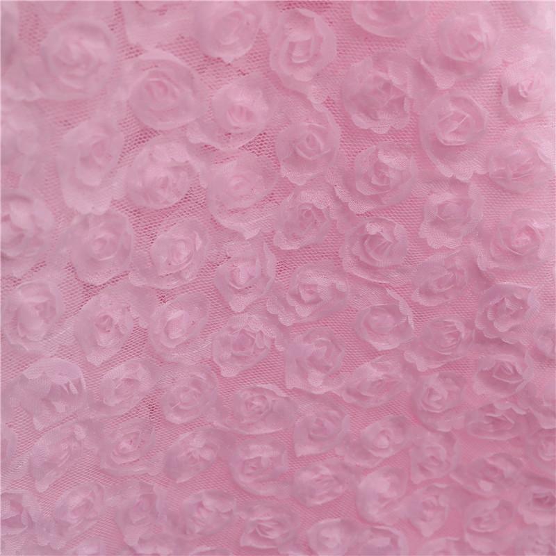 1 Yard Rose Flower Tulle Mesh Fabric Stretch 3D Rose Embroidery Designer Fabric DIY Sewing Wedding Party Dress Background Decor