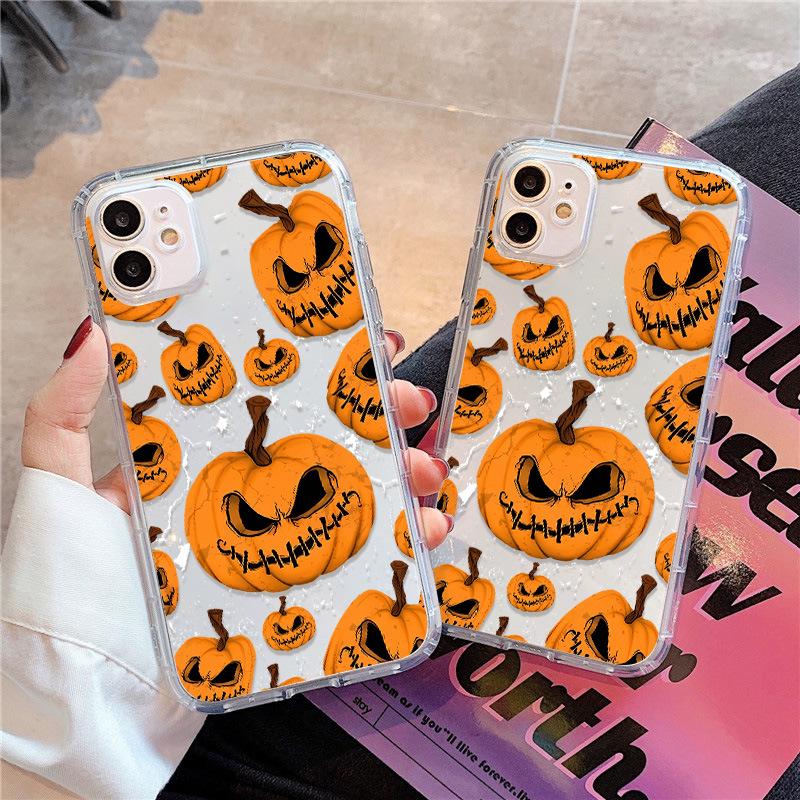 

Halloween Pumpkin Air Cushion Drop-Proof Phone Case for iPhone 17/16 Pro/14/13 with Large Camera Hole iPhone Air