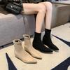 Fashion Rock Shoes Woman Autumn Boots Flat Heel Boots-Women Ladies Ankle Black 2025 Increased Internal Lady Boots Flat Heel Women Shoes