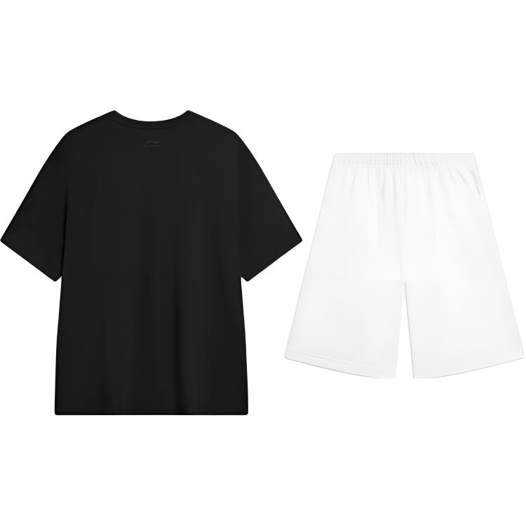 Li Ning Letter Logo Printed Fashion Cool Comfortable Round Neck Pullover Short Sleeve T-Shirt Casual Sports Suit Unisex Tops AHSU711-1+AKST593-7