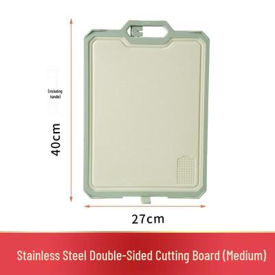 Double-Sided Stainless Steel & PP Cutting Board with Sharpener, Medium (2-Pack)