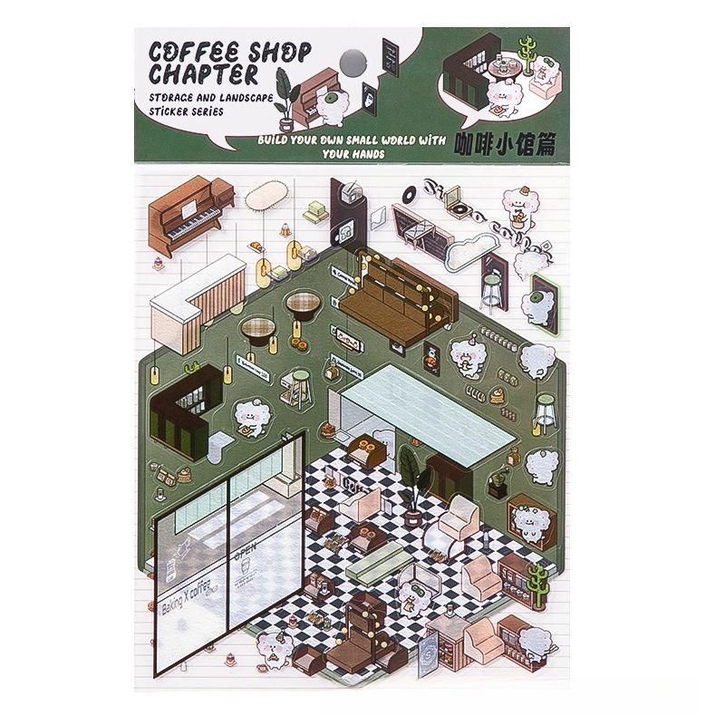 3D PET Sticker Cute Cartoon Miniature Scene 3D Landscaping Stickers DIY Cabin Scene Stacking And Pasting Hand Account Gif