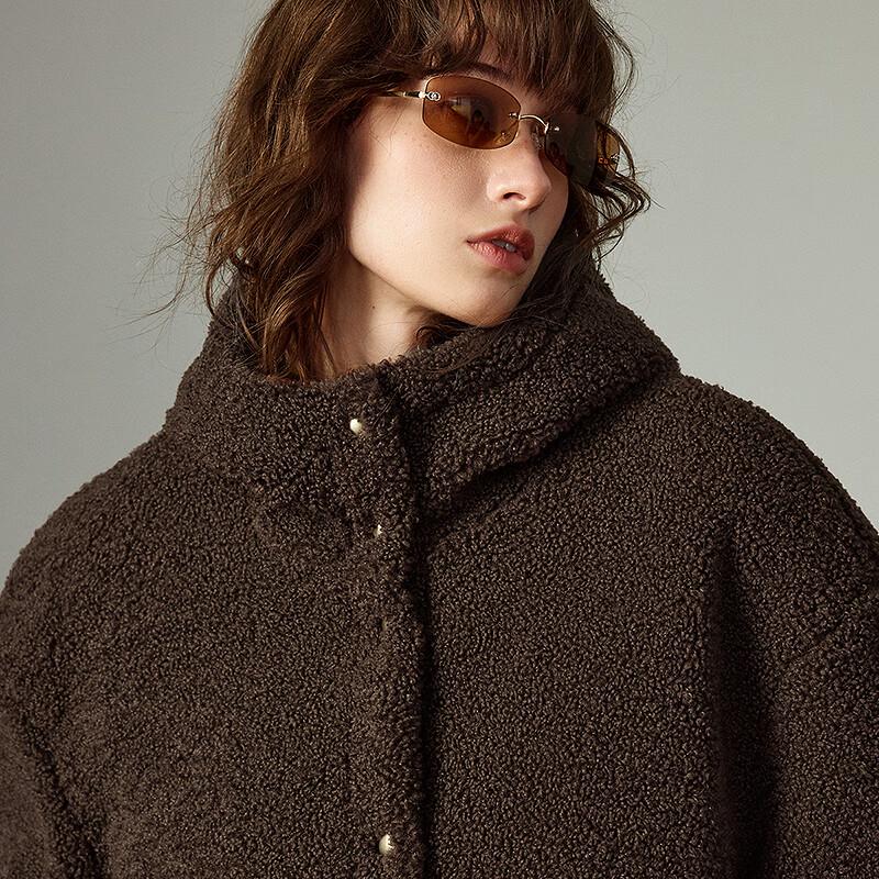 Chuyu Women's Maillard Wheat Fleece Hooded Padded Jacket