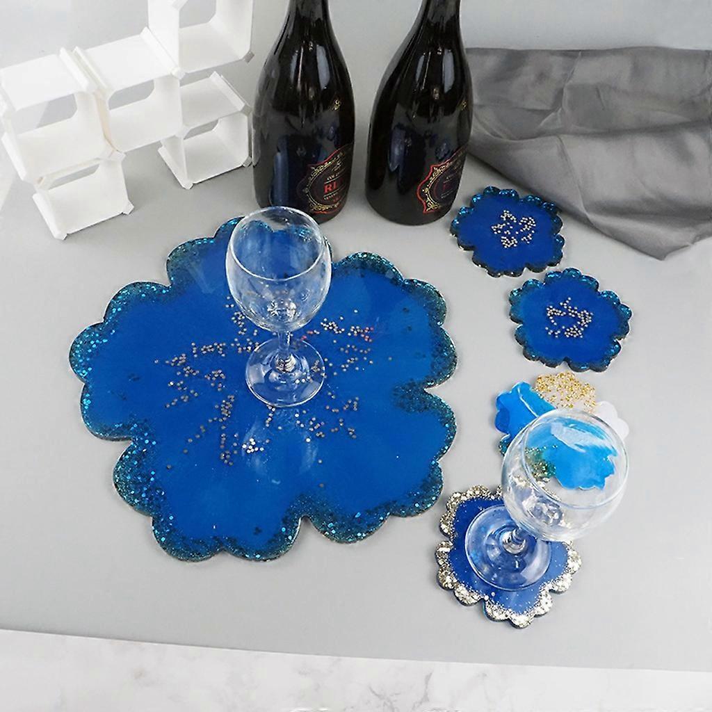 5Pcs DIY Flower Shape Silicone Geode Coaster Resin Molds Resin Coaster Tea Mat Molds Art Craft Tools DIY Epoxy Casting