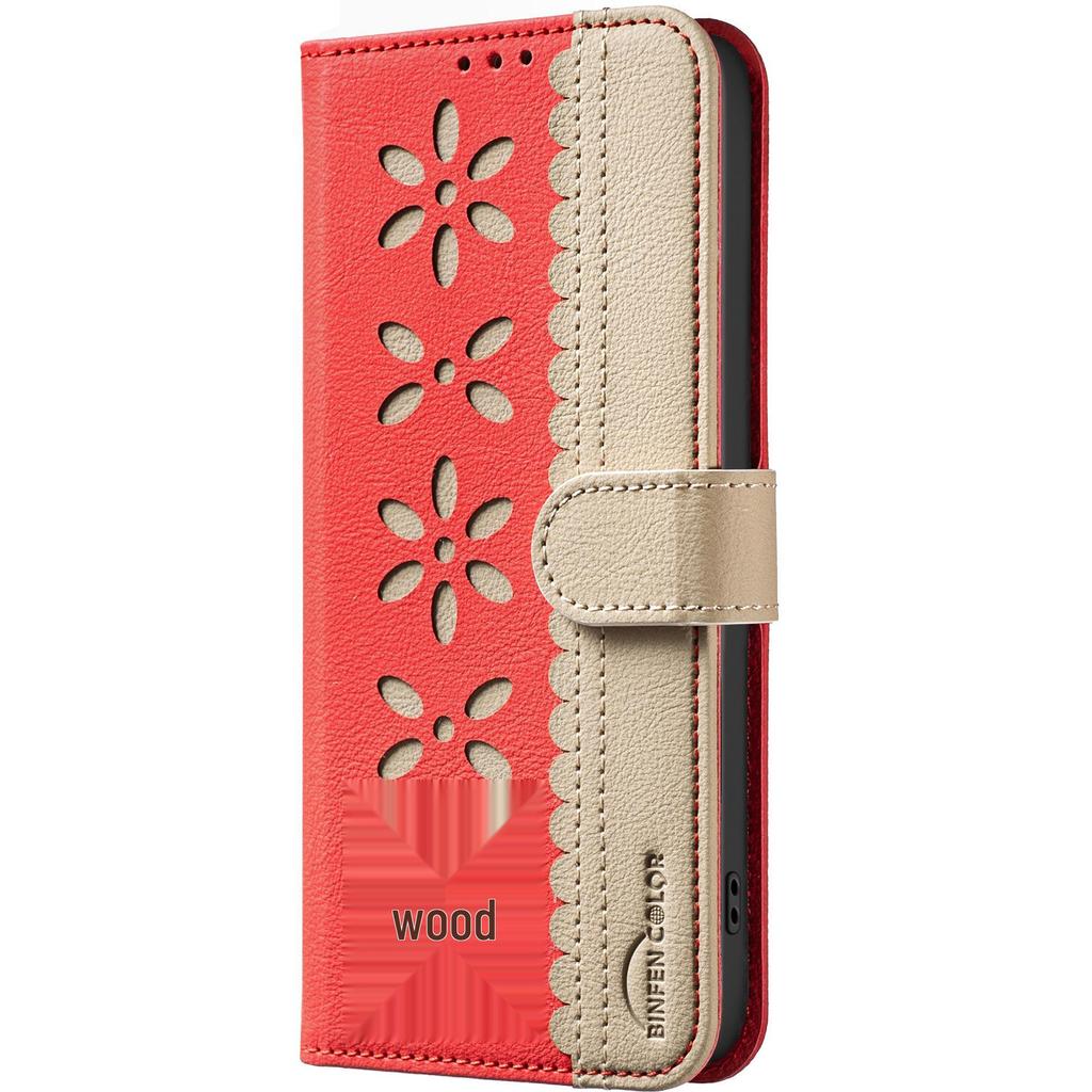 Colorblock Small Flower Leather Case with RFID for OPPO RENO 14F 5G & More (36 Models)