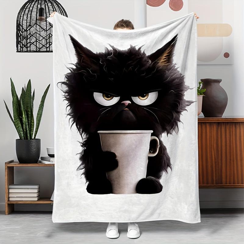 Cartoon Cat Theme Cute Animal Print Art Blanket - Soft All-Season Multi-Purpose Throw for Couch, Bed, Camping & Travel Gift