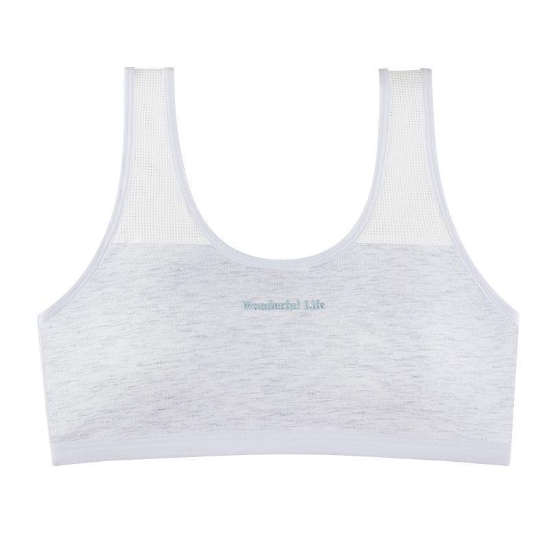 Girls' Pure Cotton Mesh Bra with Fixed Pads