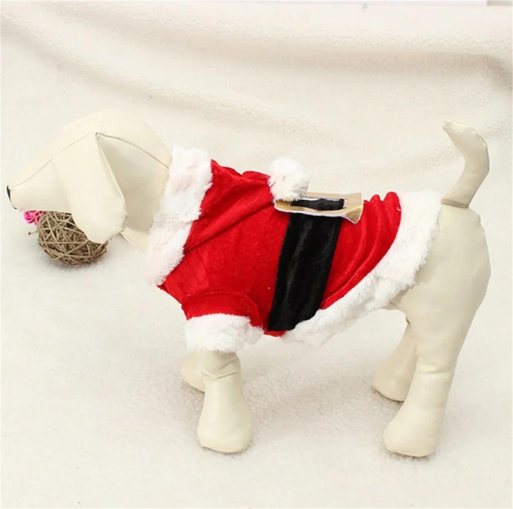 Haustier Hund Weihnachts Kleidung Weihnachtsmann Hundekostüm Winter Welpe Haustier Katze Mantel Jacke Hundeanzug mit Mütze Warme Kleidung für Hunde Katzen