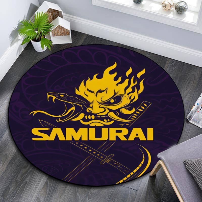 Cyberpunk 2077 pattern round rug,Carpet Rug for Living Room Bedroom Playroom ,Non-slip Floor Mat,Holiday Gifts and Birthday Gifts.