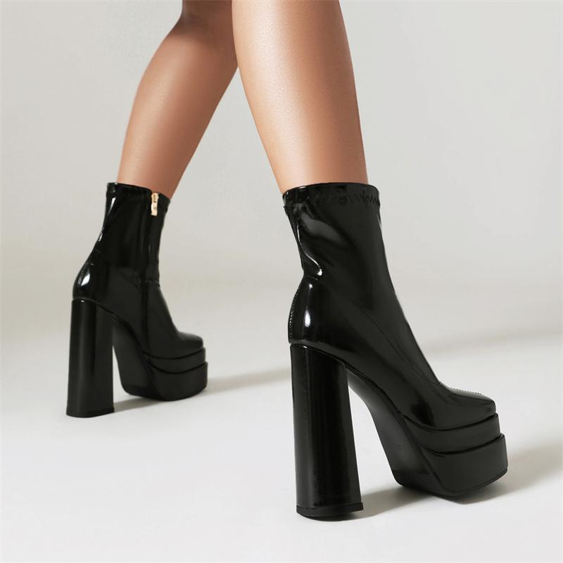 Sexy Platform Women's Ankle Boots 2025 Winter Shoes High Heels Short Boot Black White Red Dance Party Shoes For Girl Large Size